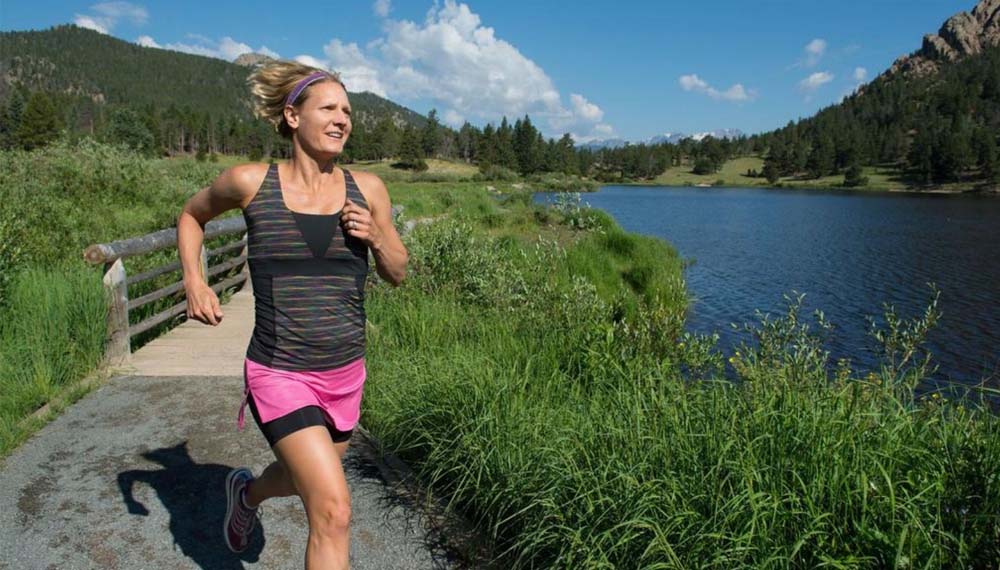 nicole deboom, founder of skirt sports, exercising in a running skirt