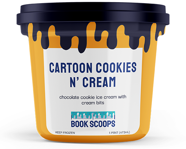 pint container for cartoon cookies n cream flavor